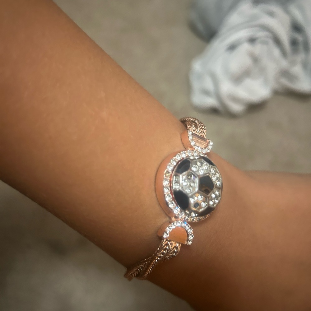 Elegant Gold and Silver Soccer Bracelet